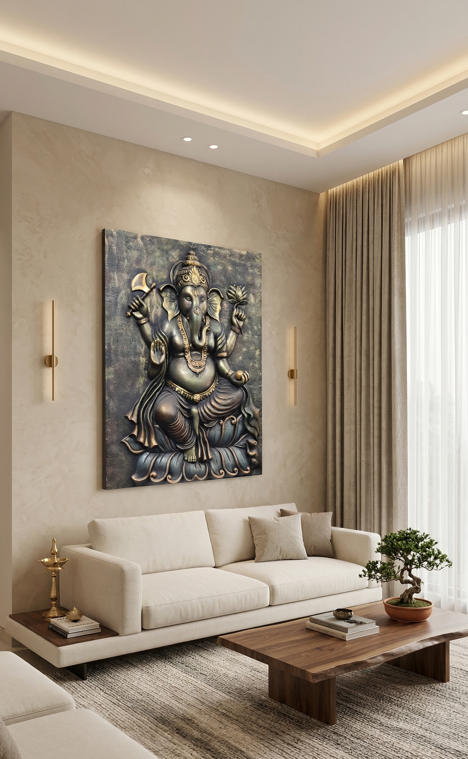 Lord Ganesha 3D relief mural